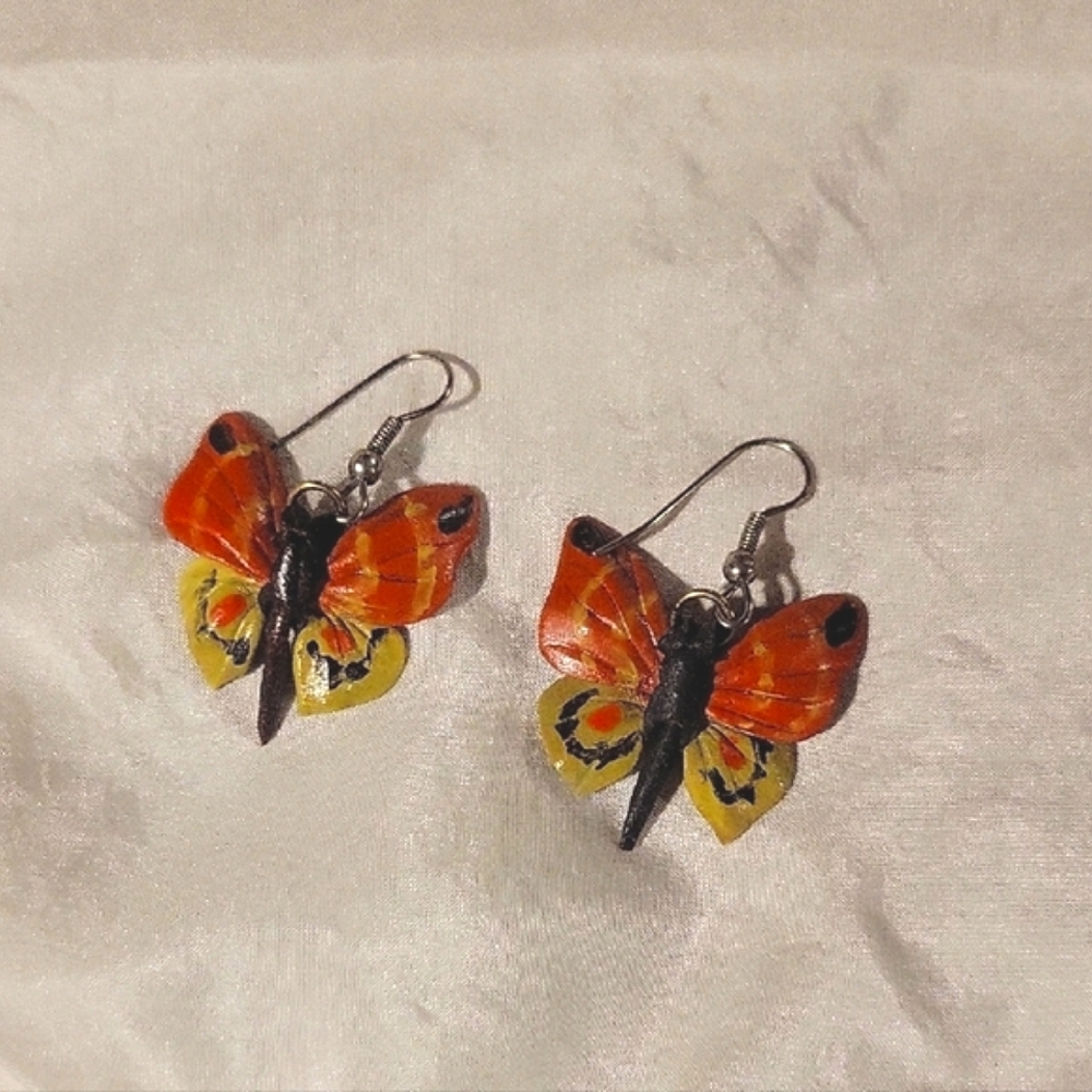 Butterfly Earrings in Orange and Yellow